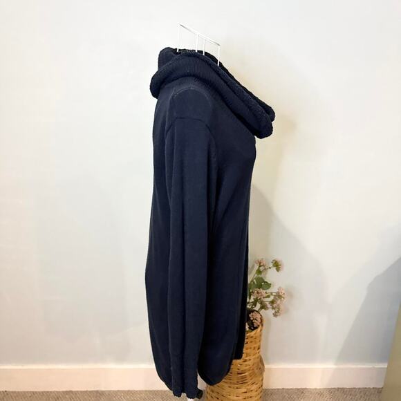 Cute vintage y2k navy blue off the shoulder chunky cowl neck sweater - Picture 3 of 6